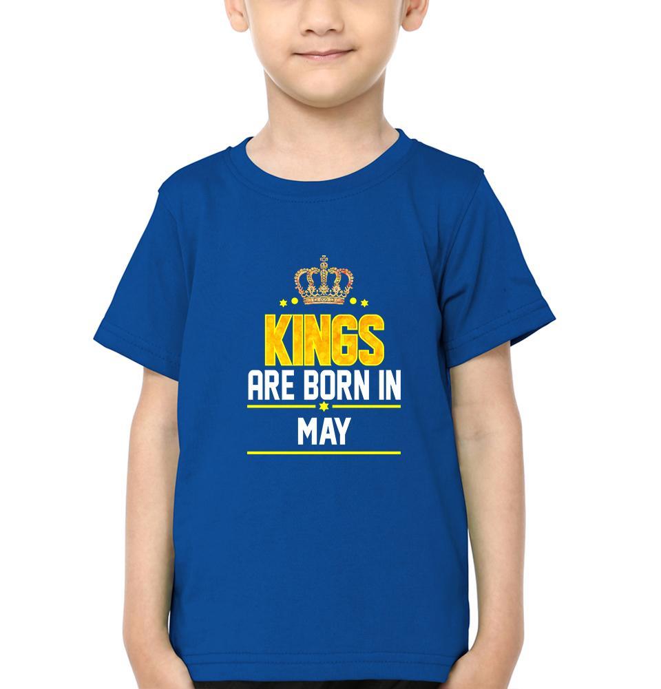 Kings Are Born In May Half Sleeves T-Shirt for Boys and Kids-FunkyTeesClub