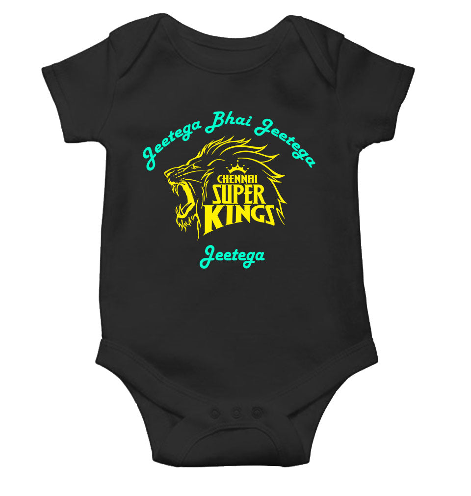 IPL Chennai Super Kings Jeetega Bhai Jeetega CSK Jeetega Rompers for Baby Girl- FunkyTeesClub