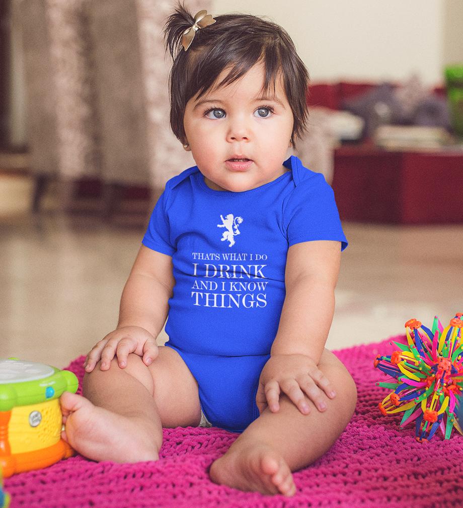 GOT Game of Thrones I Drink And Know Things Rompers for Baby Girl- FunkyTeesClub
