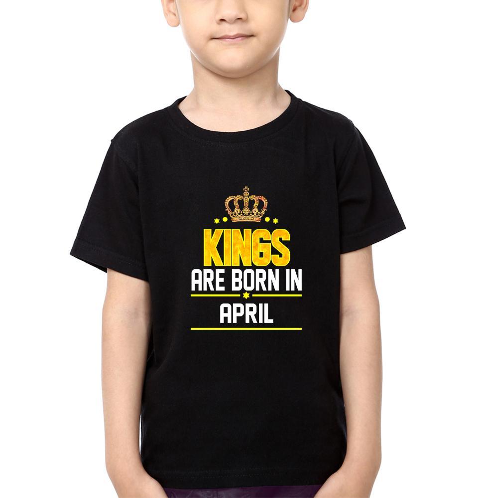 Kings Are Born In April Half Sleeves T-Shirt for Boys and Kids-FunkyTeesClub