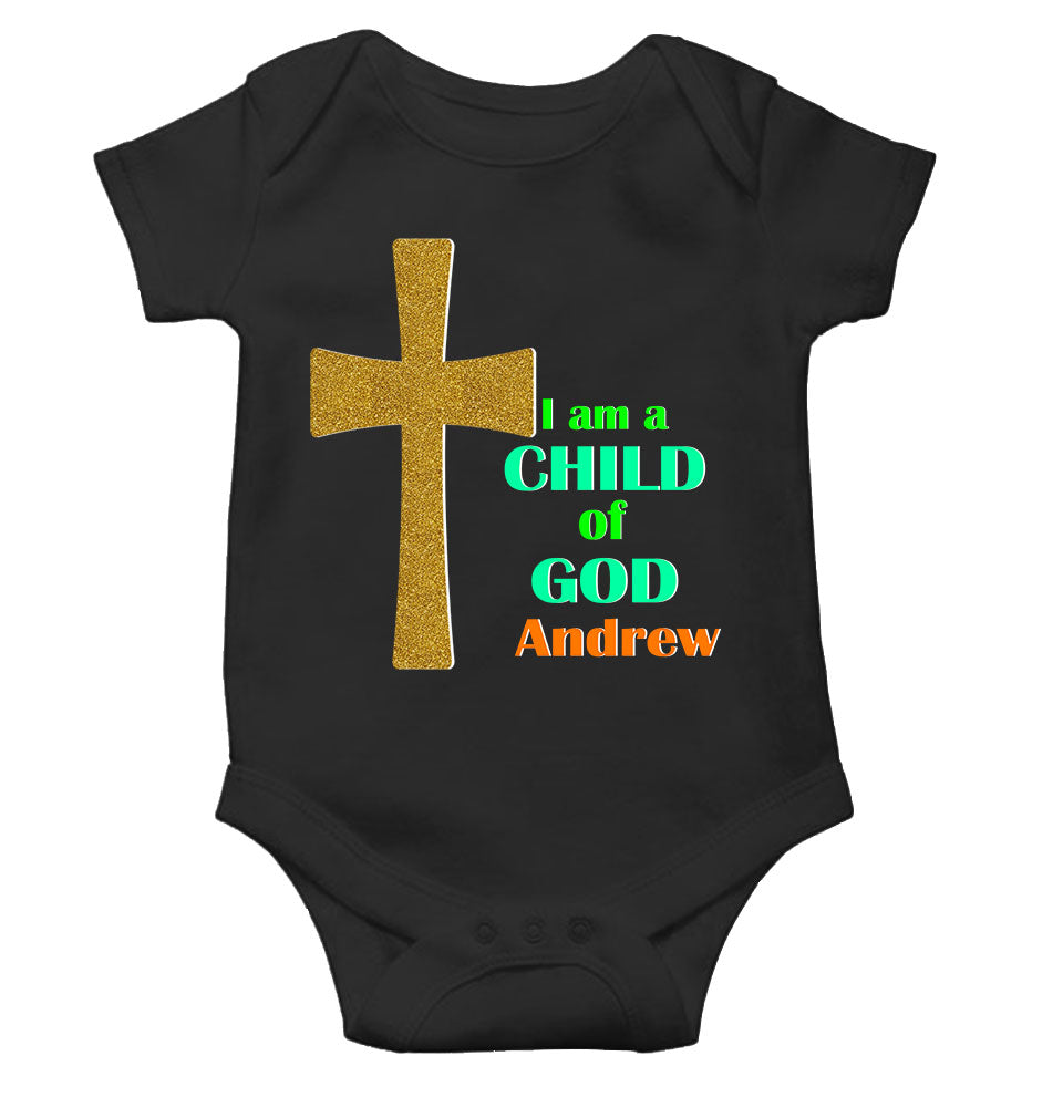 Custom Name Child Of God Baptism Christening Day Rompers for Baby Boy- FunkyTeesClub