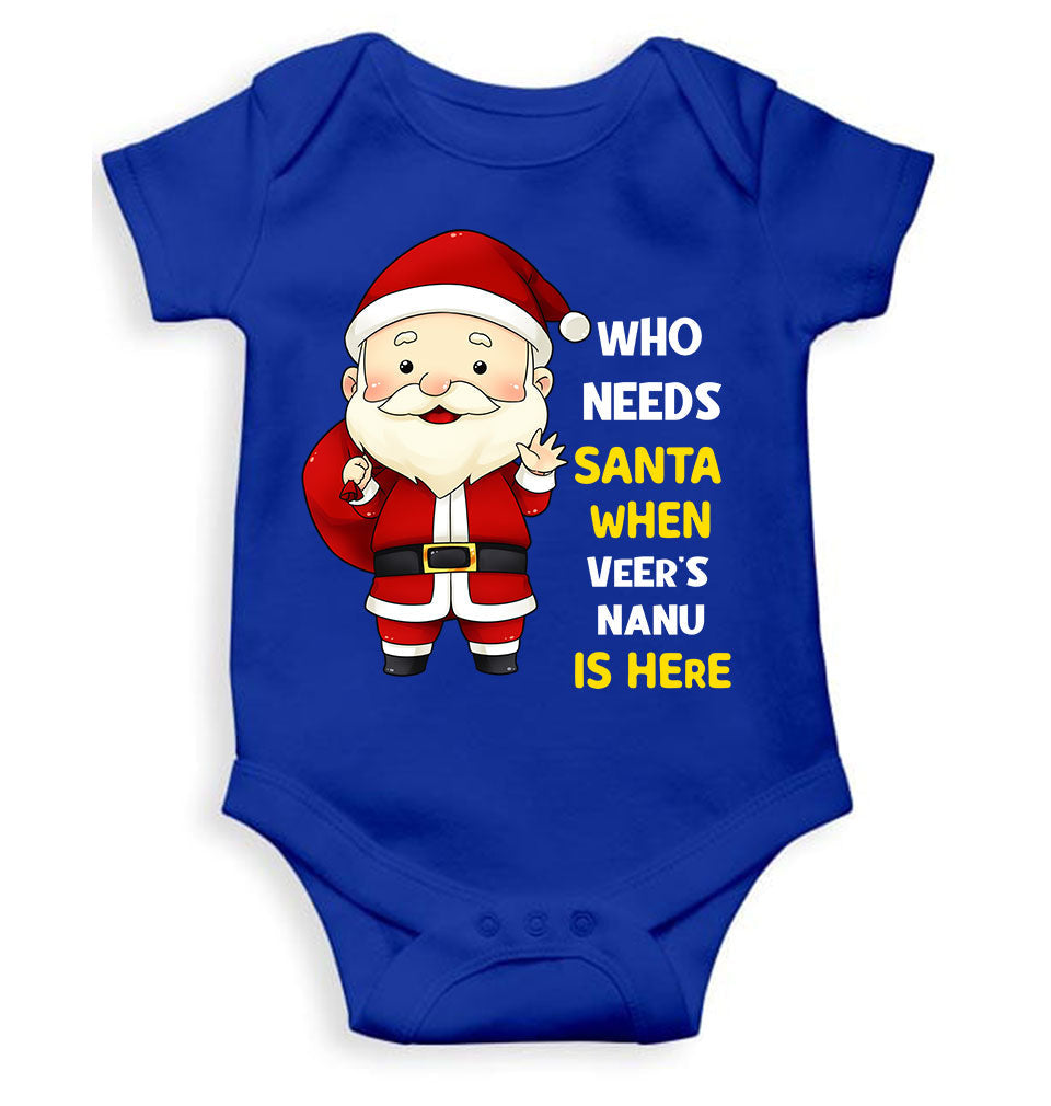 Customized Name Santa Nanu Is Here Christmas Rompers for Baby Boy- FunkyTeesClub