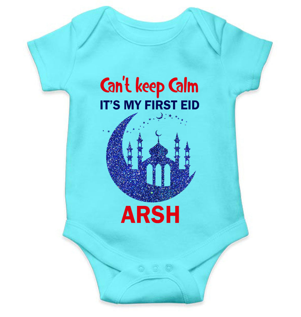 Custom Name Cant Keep Calm My First Eid Rompers for Baby Boy- FunkyTeesClub