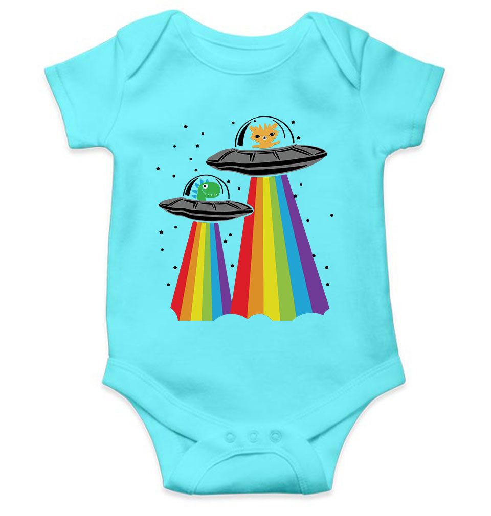 Rainbow Spaceship Cartoon Rompers for Baby Girl- FunkyTeesClub