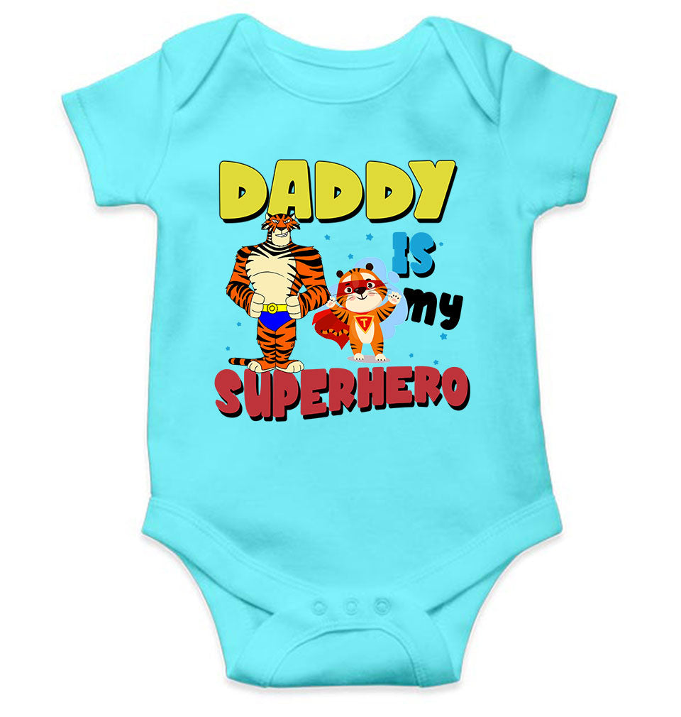 Superhero Dad Cartoon Rompers for Baby Girl- FunkyTeesClub