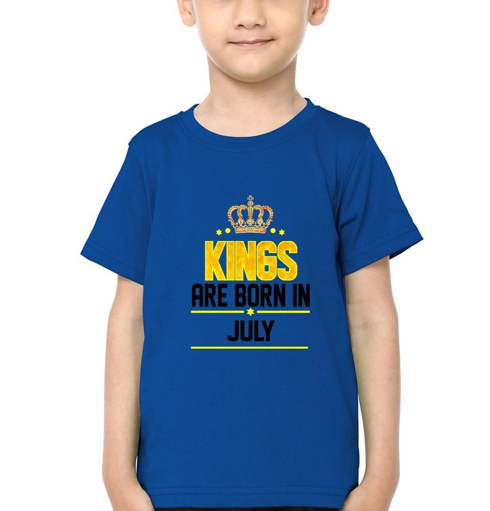 Kings Are Born In July Half Sleeves T-Shirt for Boy-FunkyTeesClub