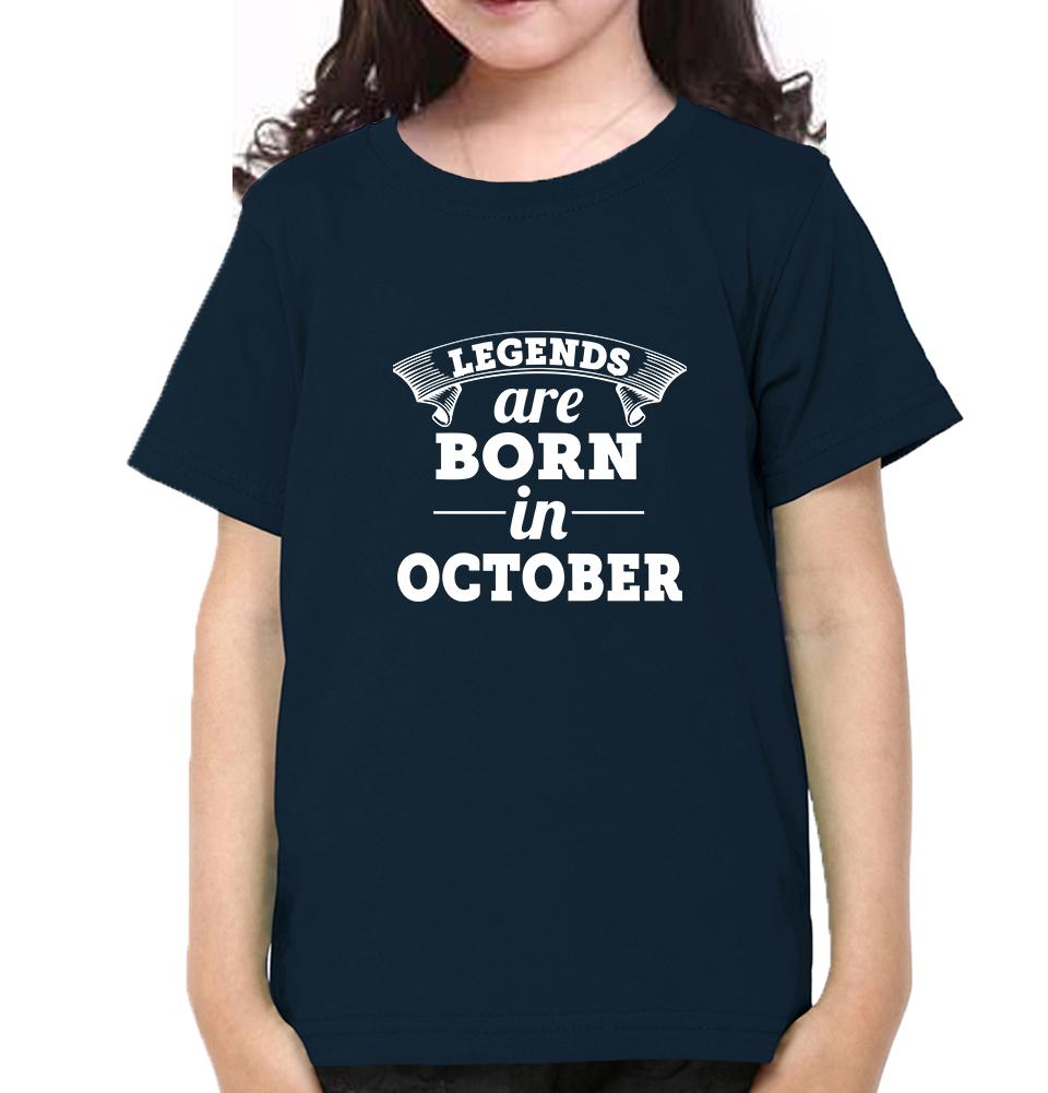 Legends are Born in October Half Sleeves T-Shirt For Girls -FunkyTeesClub