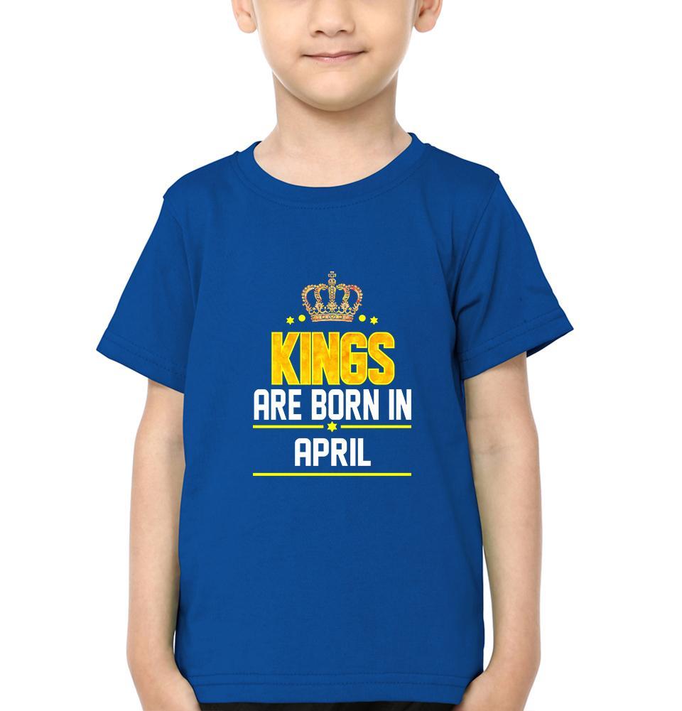 Kings Are Born In April Half Sleeves T-Shirt for Boys and Kids-FunkyTeesClub