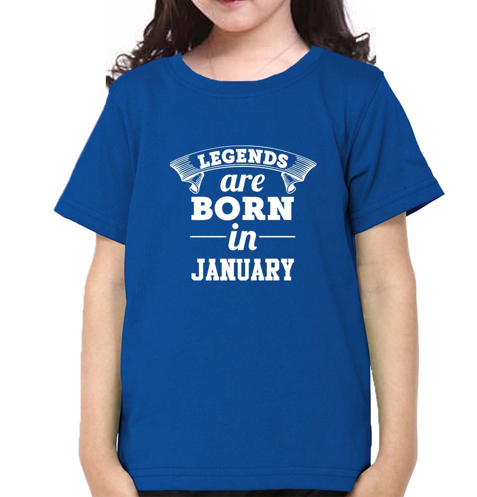 Legends are Born in January Half Sleeves T-Shirt For Girls -FunkyTeesClub