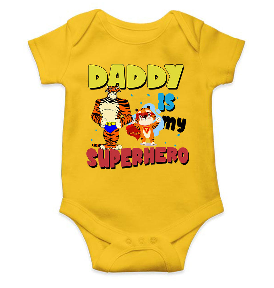 Superhero Dad Cartoon Rompers for Baby Girl- FunkyTeesClub