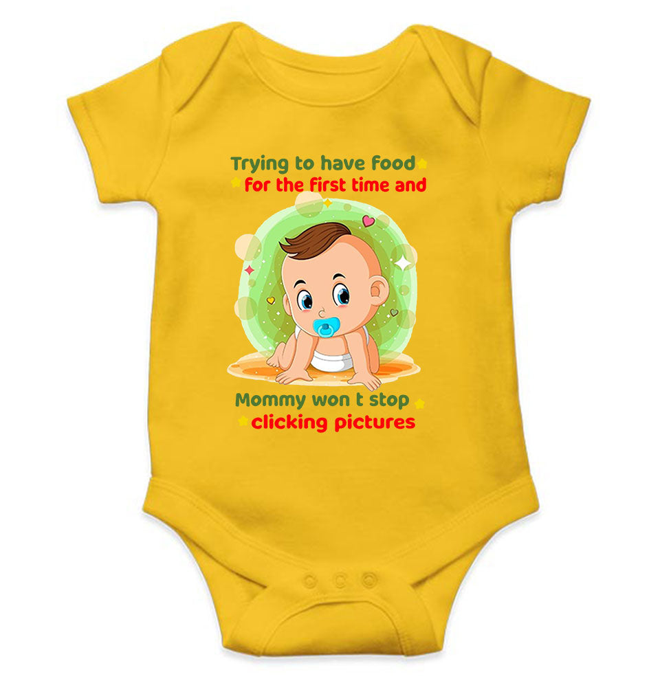 Baby Eating Food Rompers for Baby Girl- FunkyTeesClub