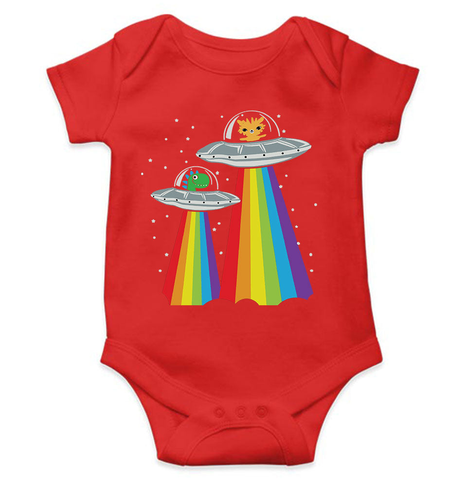 Rainbow Spaceship Cartoon Rompers for Baby Girl- FunkyTeesClub