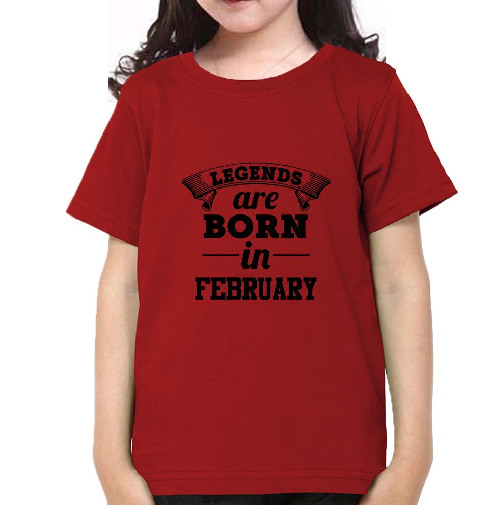 Legends are Born in February Half Sleeves T-Shirt For Girls -FunkyTeesClub