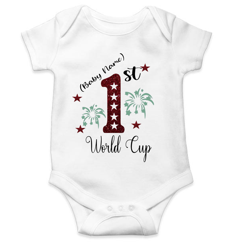1st World Cup Custom Name Rompers for Baby Girl- FunkyTeesClub