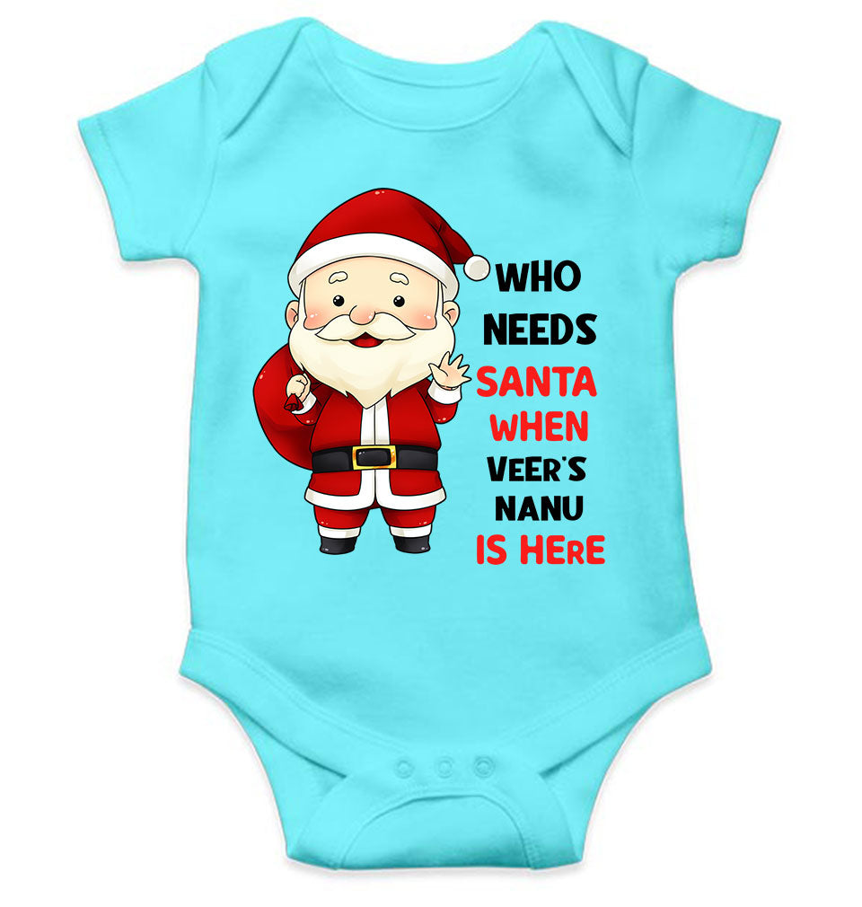 Customized Name Santa Nanu Is Here Christmas Rompers for Baby Boy- FunkyTeesClub