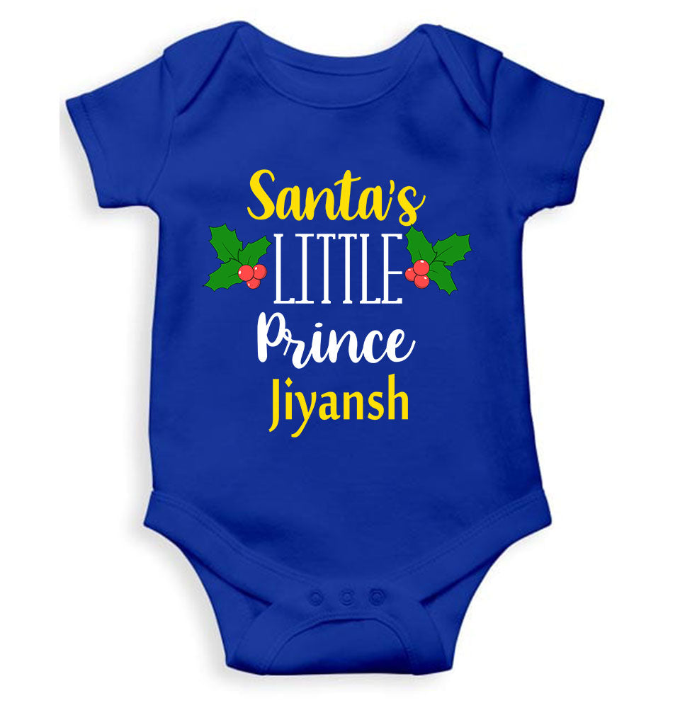 Customized Name Santas Little Prince Christmas Rompers for Baby Boy- FunkyTeesClub