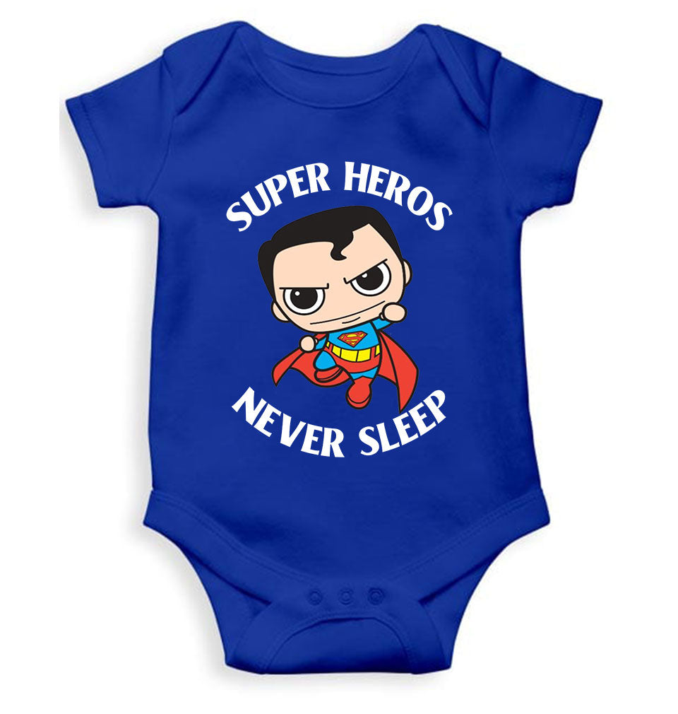 Super Heros Never Sleeps Rompers for Baby Boy- FunkyTeesClub