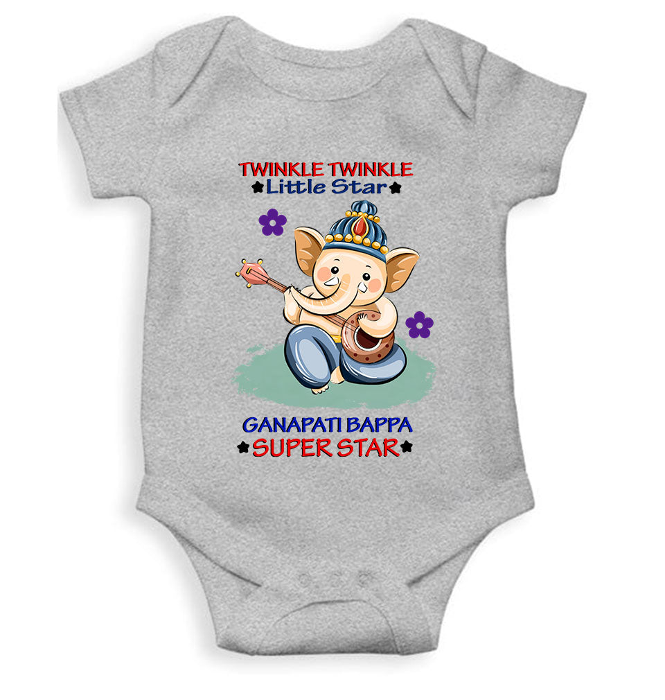 Twinkle Twinkle Little Star Ganpati Bappa Superstar Ganesh Chaturthi Rompers for Baby Boy- FunkyTeesClub