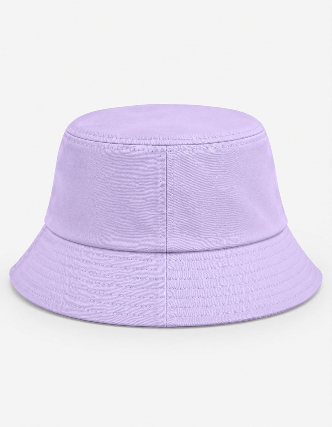 A light purple bucket hat with a structured crown and stitched brim, shown against a plain white background.