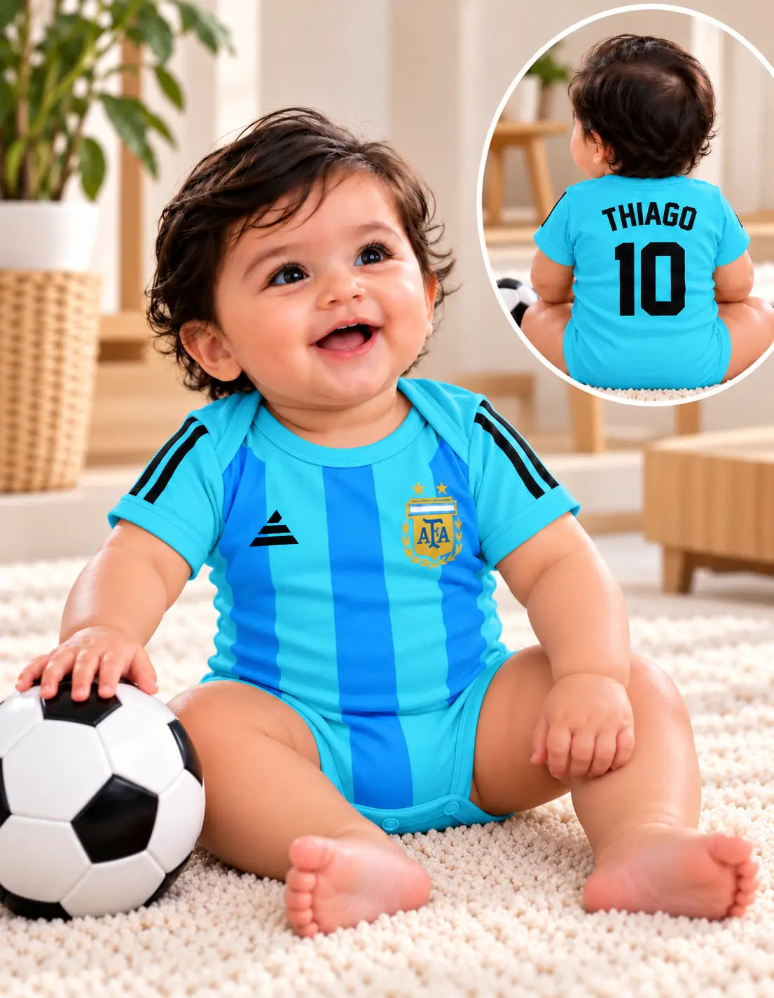 Argentina football sky blue romper