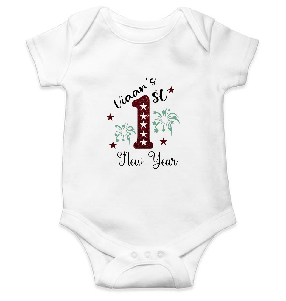 Custom Name First New Year Rompers for Baby Boy- FunkyTeesClub