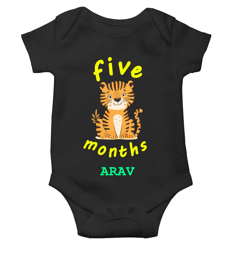 Custom Name Five Month Rompers for Baby Boy- FunkyTeesClub