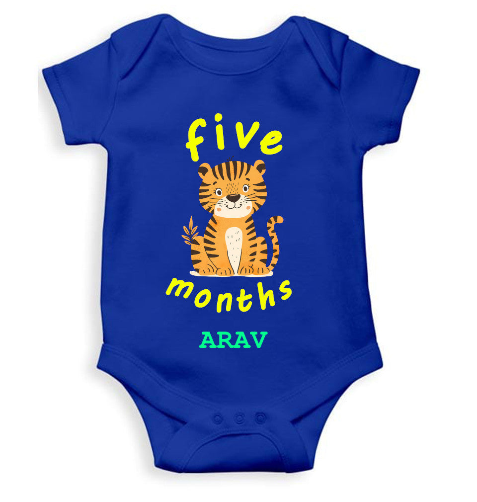 Custom Name Five Month Rompers for Baby Boy- FunkyTeesClub