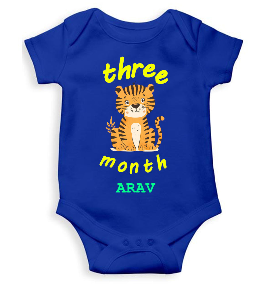 Custom Name Three Month Rompers for Baby Boy- FunkyTeesClub