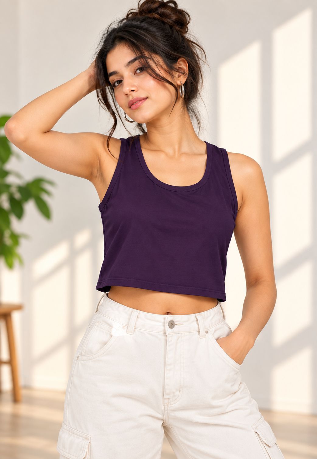 Women’s Crop Tank Top – 100% Cotton Bio-Washed Regular Fit | FunkyTeesClub