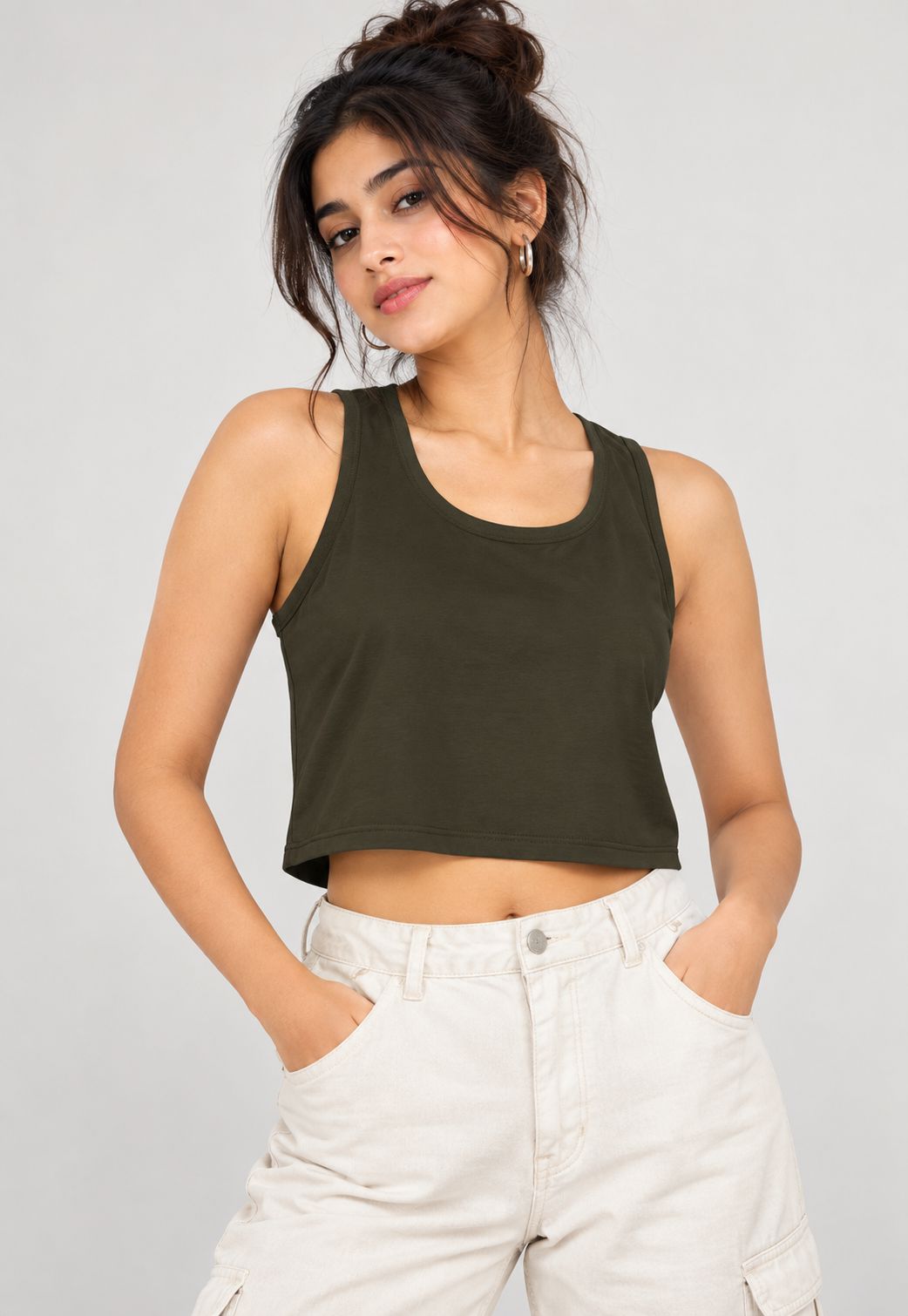 Women’s Crop Tank Top – 100% Cotton Bio-Washed Regular Fit | FunkyTeesClub