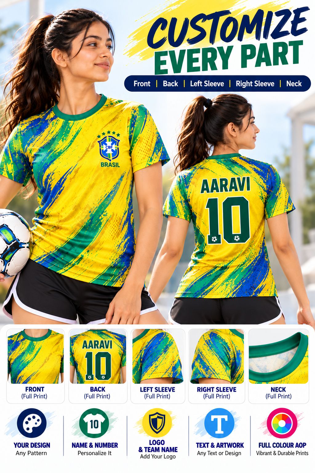 Custom AOP Sports T-Shirt for Women | FunkyTeesClub