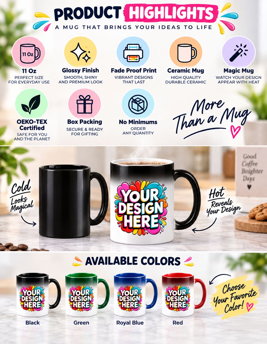Custom Magic Coffee Mug | 11 Oz Personalized Color-Changing Mug