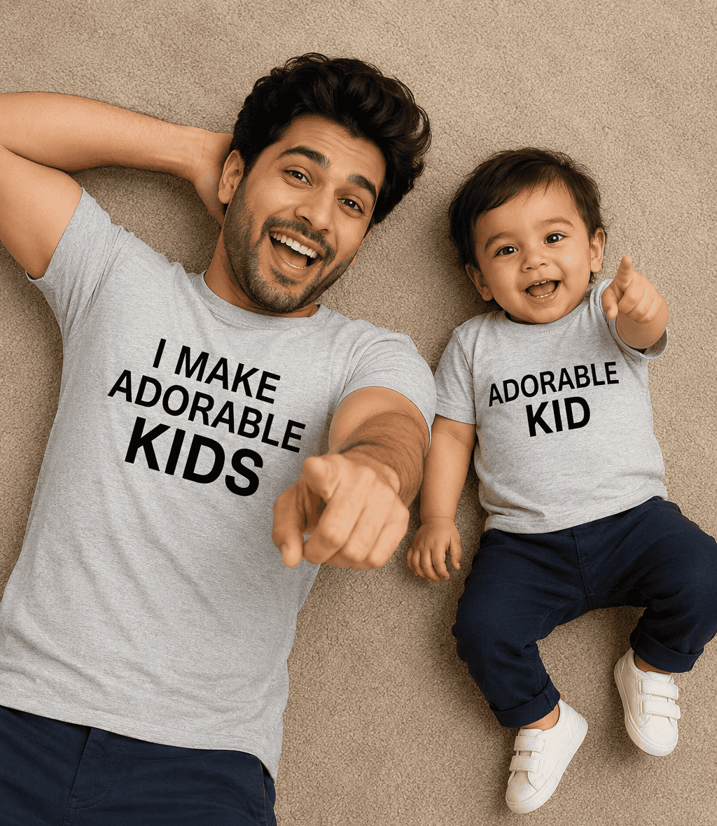 I Make Adorable Kids Adorable Kid Father and Son Matching T-Shirt- FunkyTeesClub