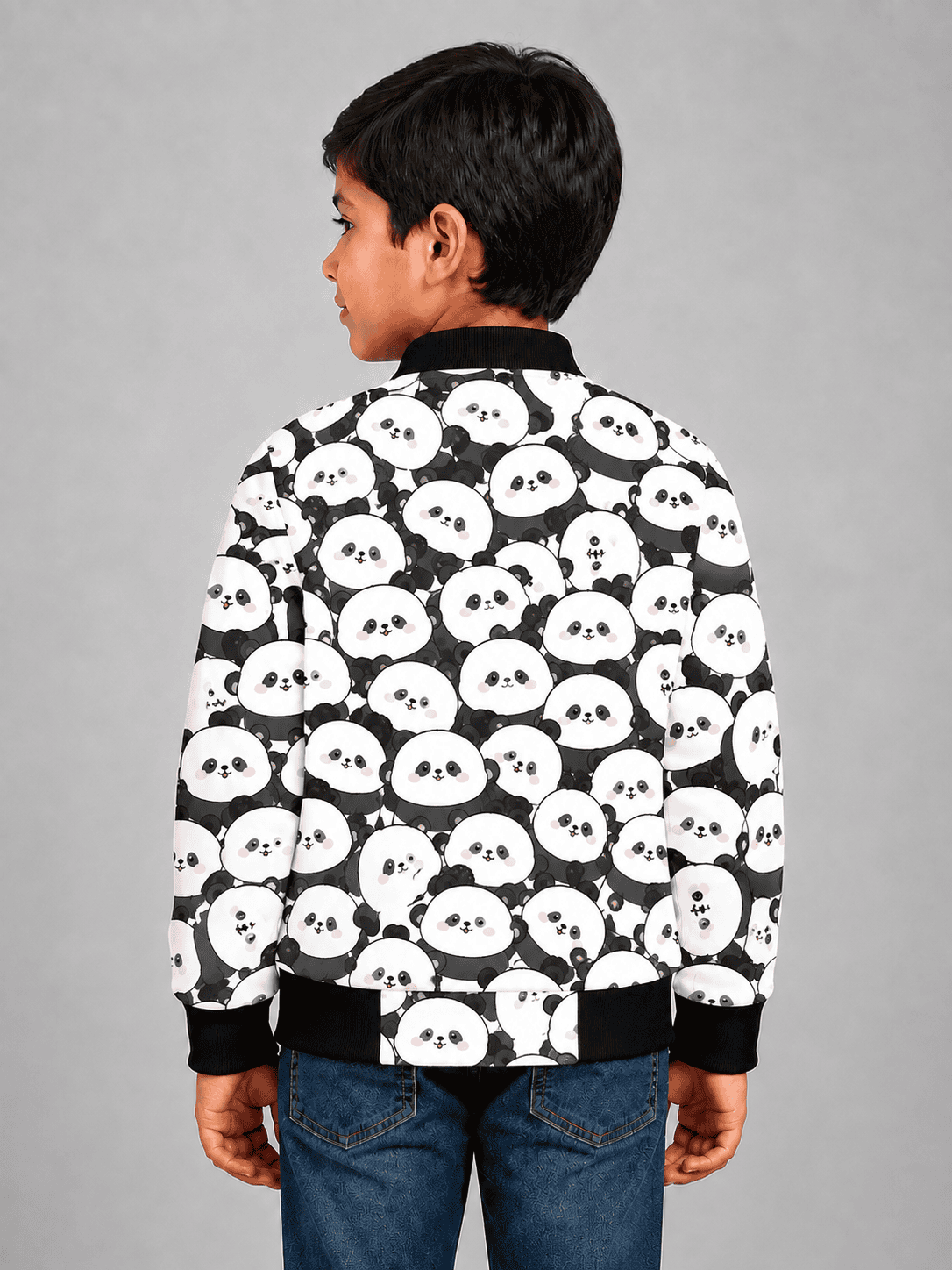 Custom all-over print back bomber jacket for boys in premium fleece with custom design option