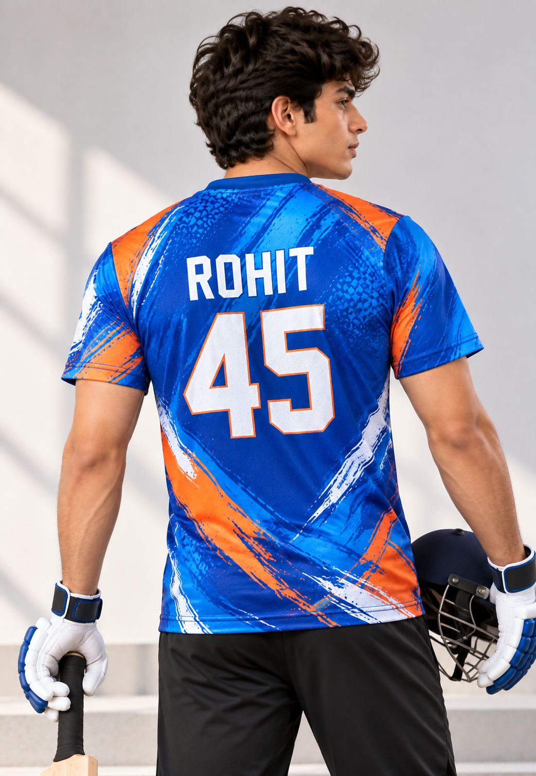 Custom cricket sports T-shirt with personalized name and number