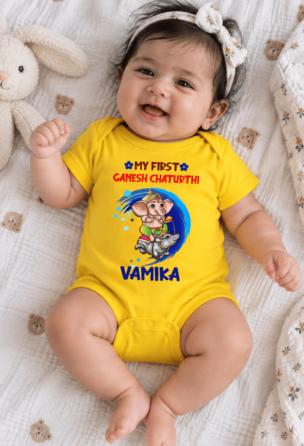 Custom name My first Ganesh chaturthi romper