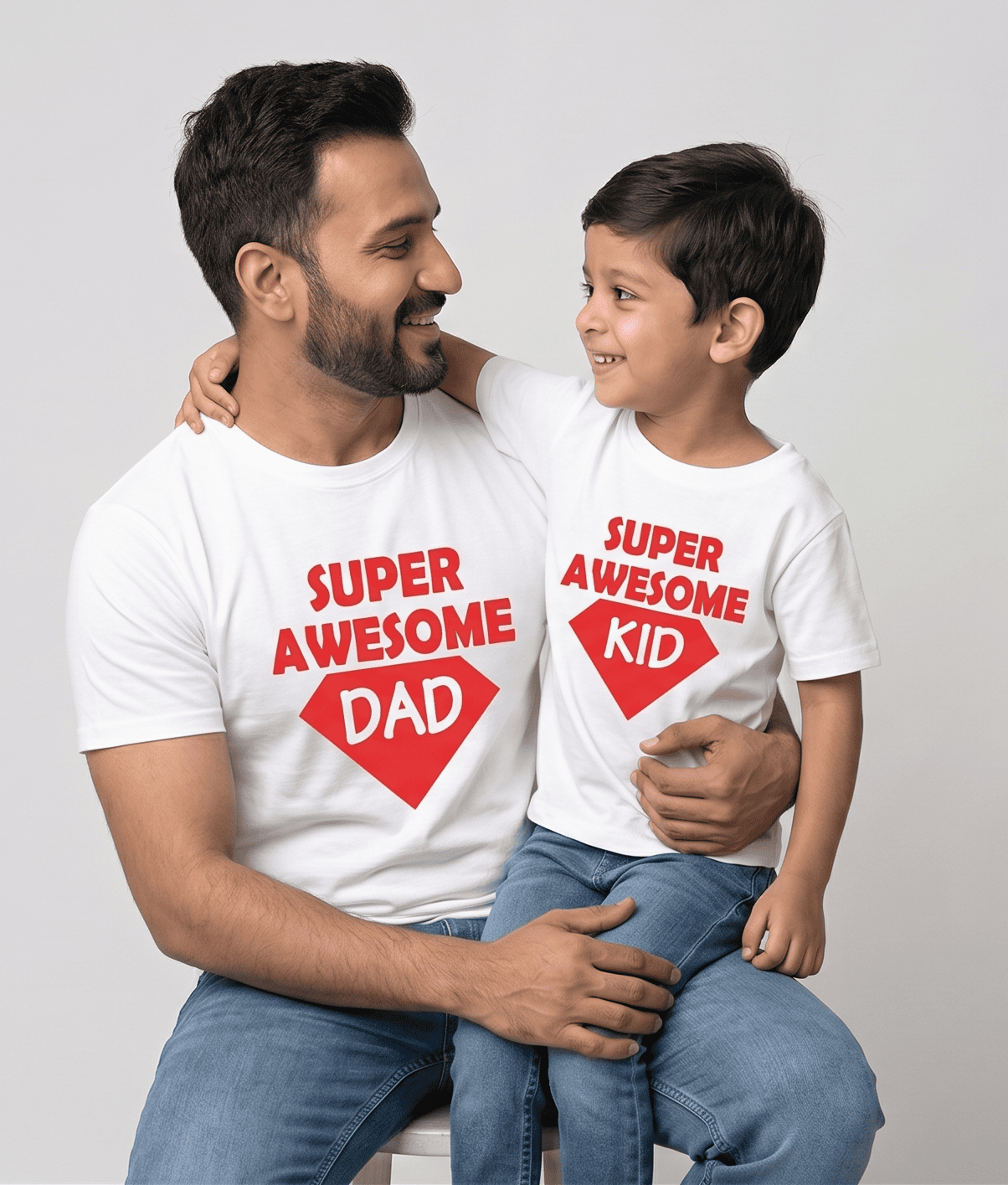 Super Awesome Kid Super Awesome Dad Father and Son Matching T-Shirt- FunkyTeesClub