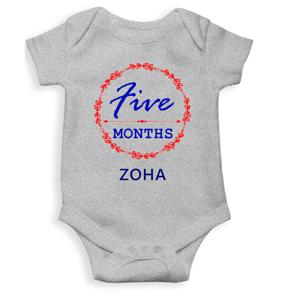 Custom Name Five Months Rompers for Baby Girl- FunkyTeesClub