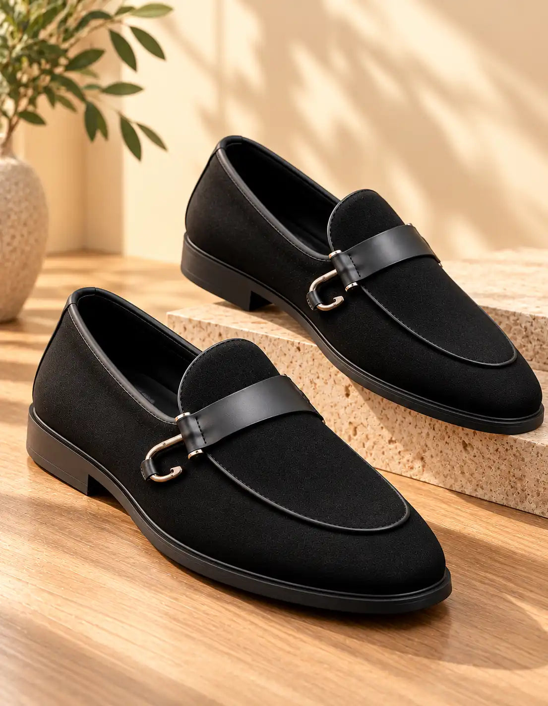 Premium Black Suede Moccasins for Men | Handmade Formal Loafers
