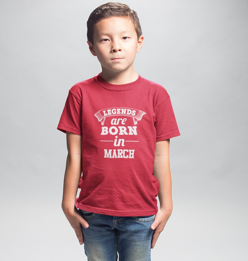 Legends are Born in March Half Sleeves T-Shirt for Boy-FunkyTeesClub