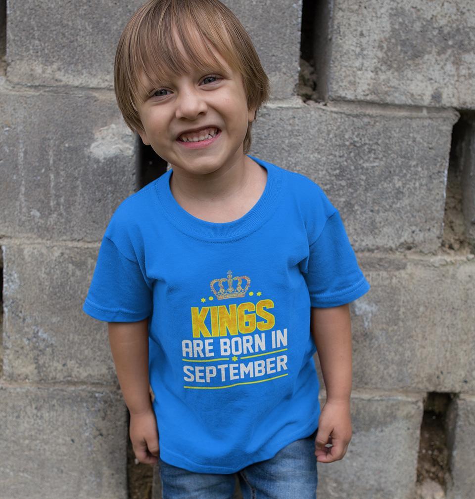 Kings Are Born In September Half Sleeves T-Shirt for Boy-FunkyTeesClub