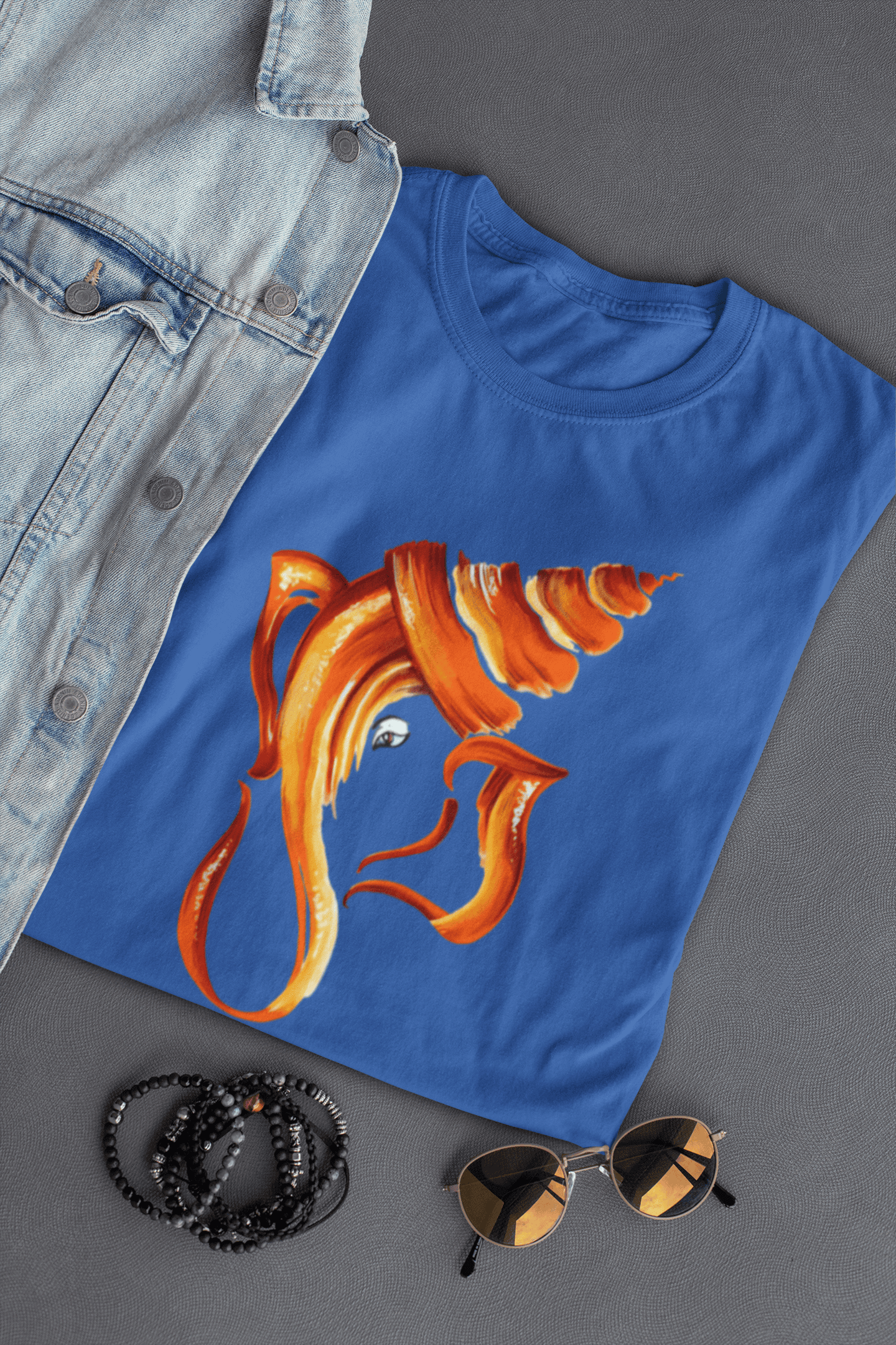 Men’s Ganpati Bappa devotional graphic T-shirt in blue colour