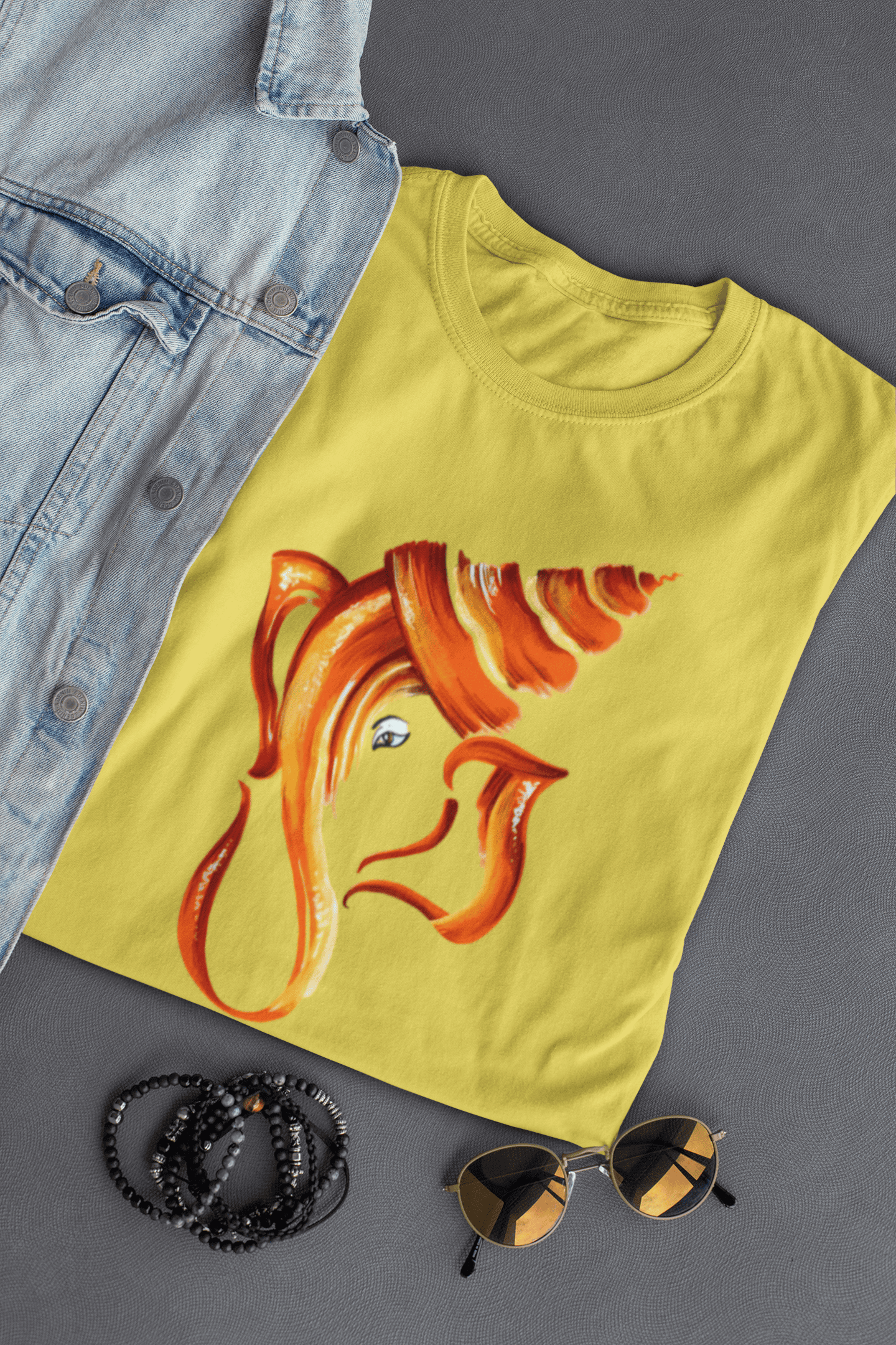 Men’s Ganpati Bappa devotional graphic T-shirt in yellow colour