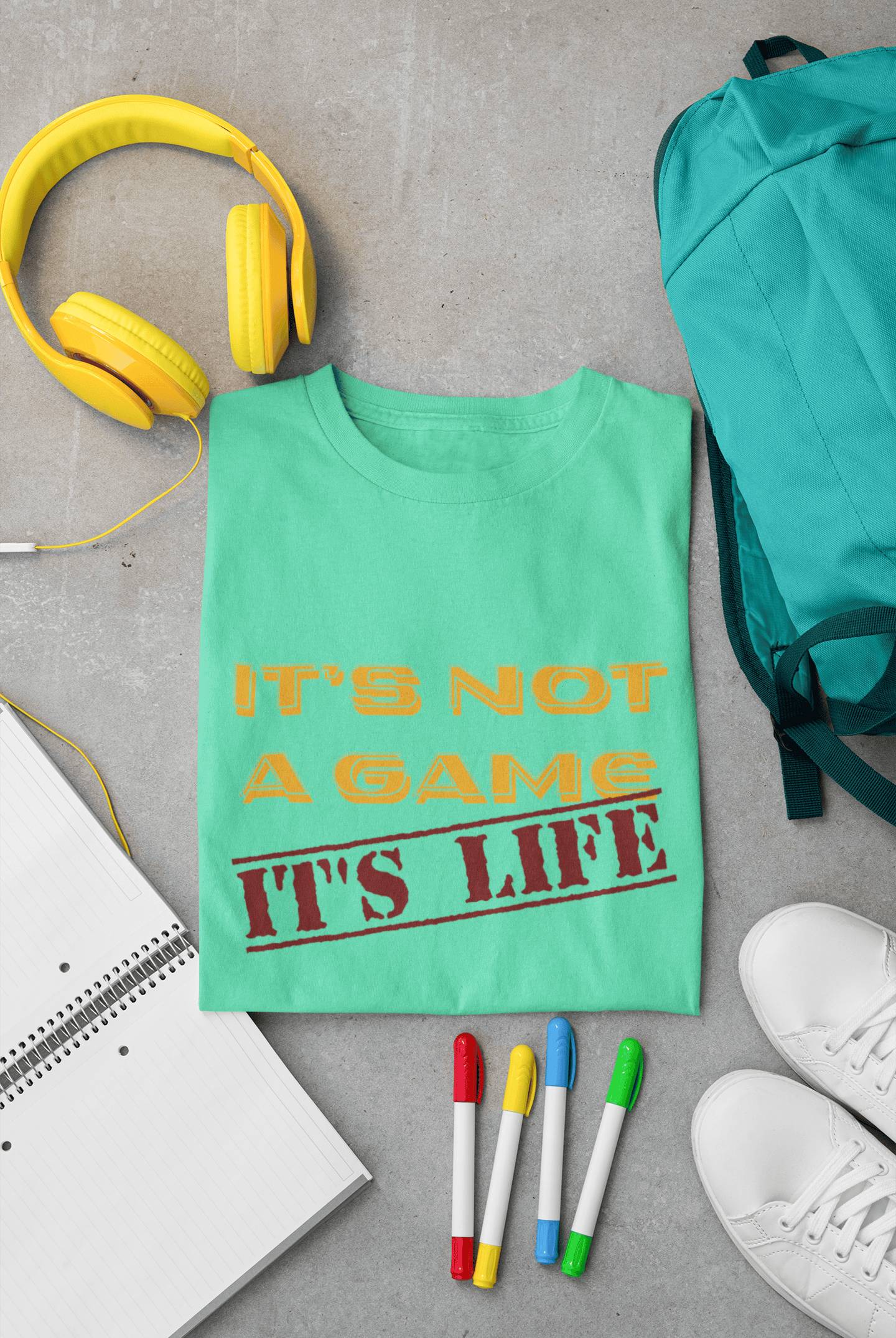 Men's It's Not a Game printed half sleeve cotton T-shirt in Light Green color