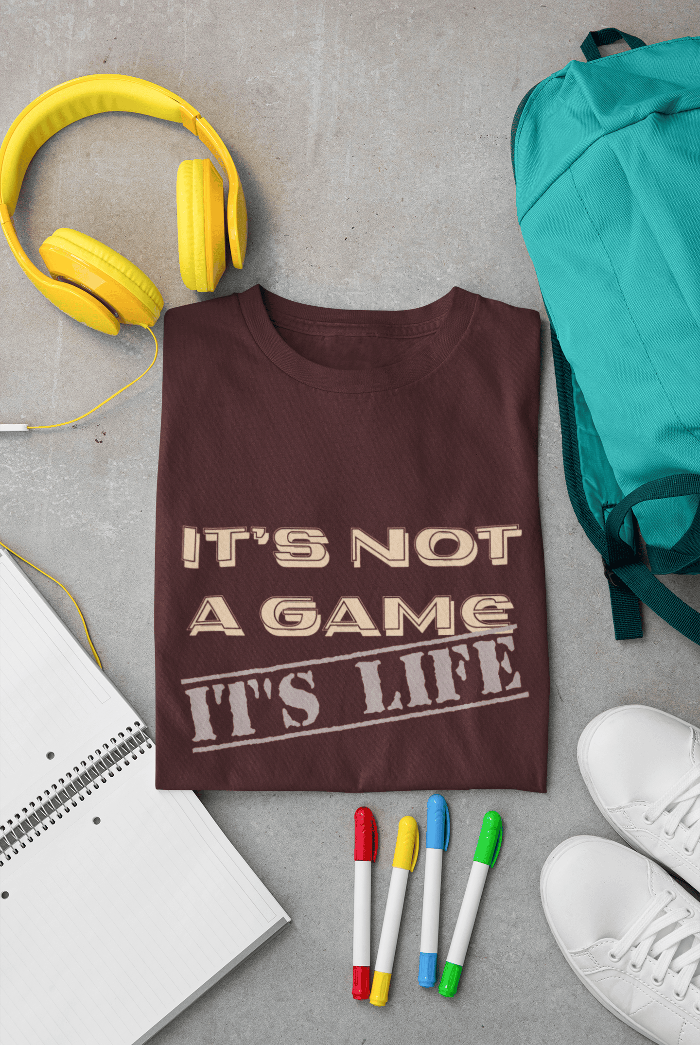 Men's It's Not a Game printed half sleeve cotton T-shirt in Maroon color