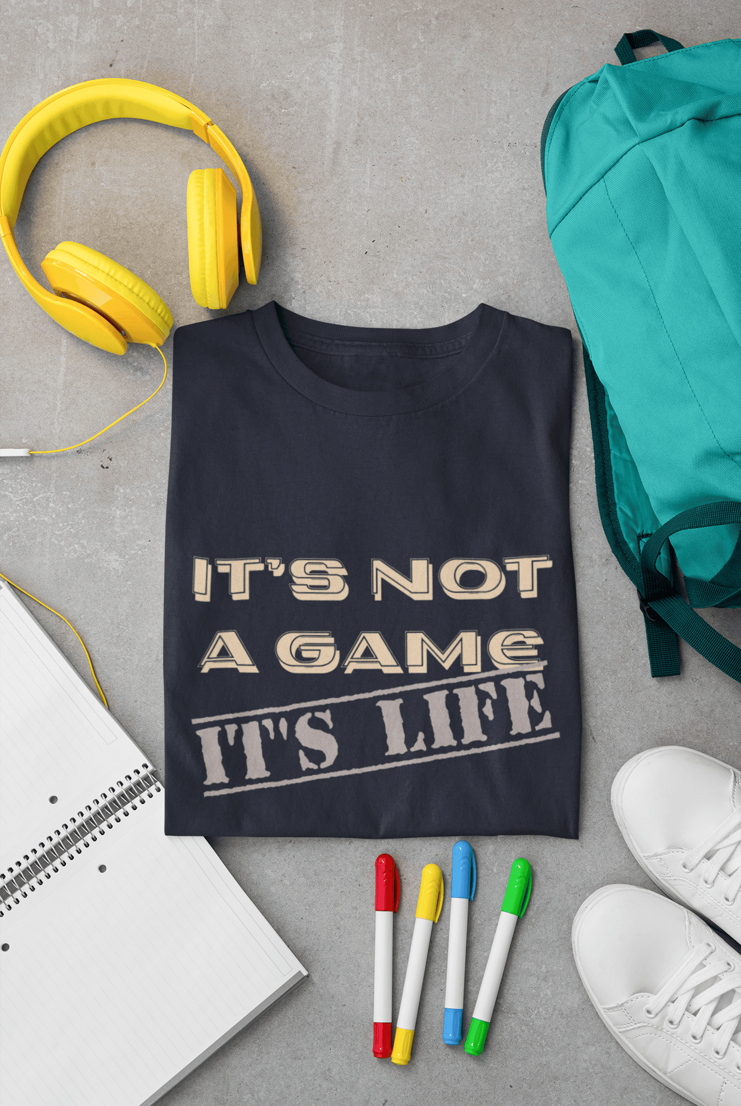 Men's It's Not a Game printed half sleeve cotton T-shirt in Navy Blue color