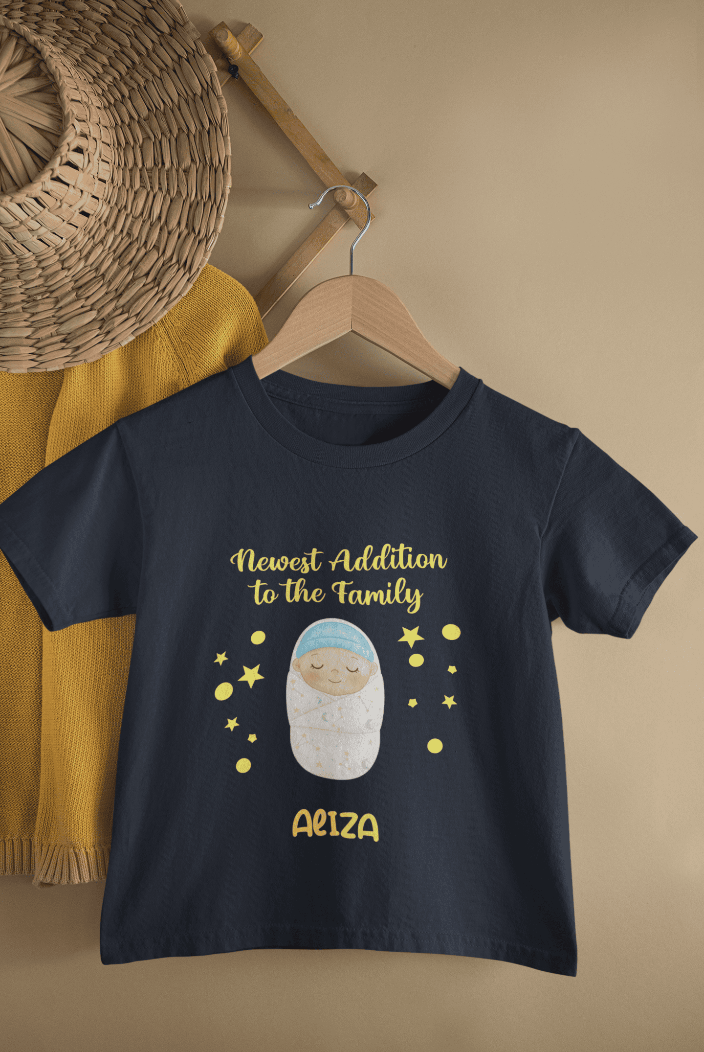 Custom Name Newest Addition New Born Half Sleeves T-Shirt For Girls -FunkyTeesClub