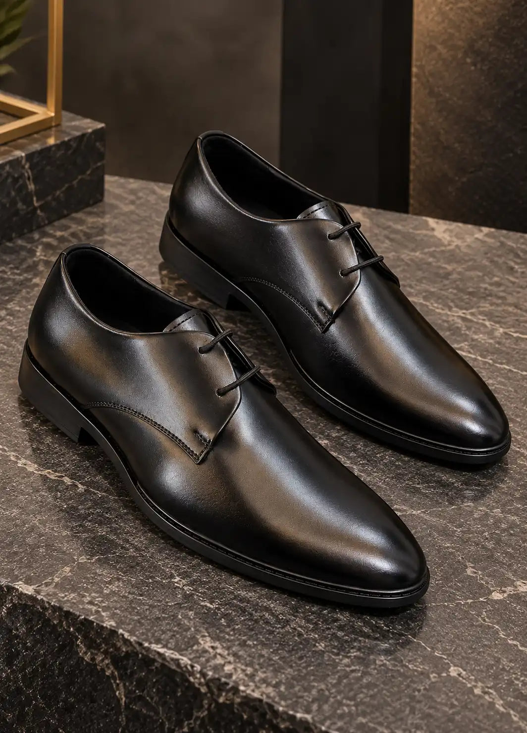 Men's Premium Faux Leather Formal Shoes – Wrinkle-Free Lace-Up Dress Shoes