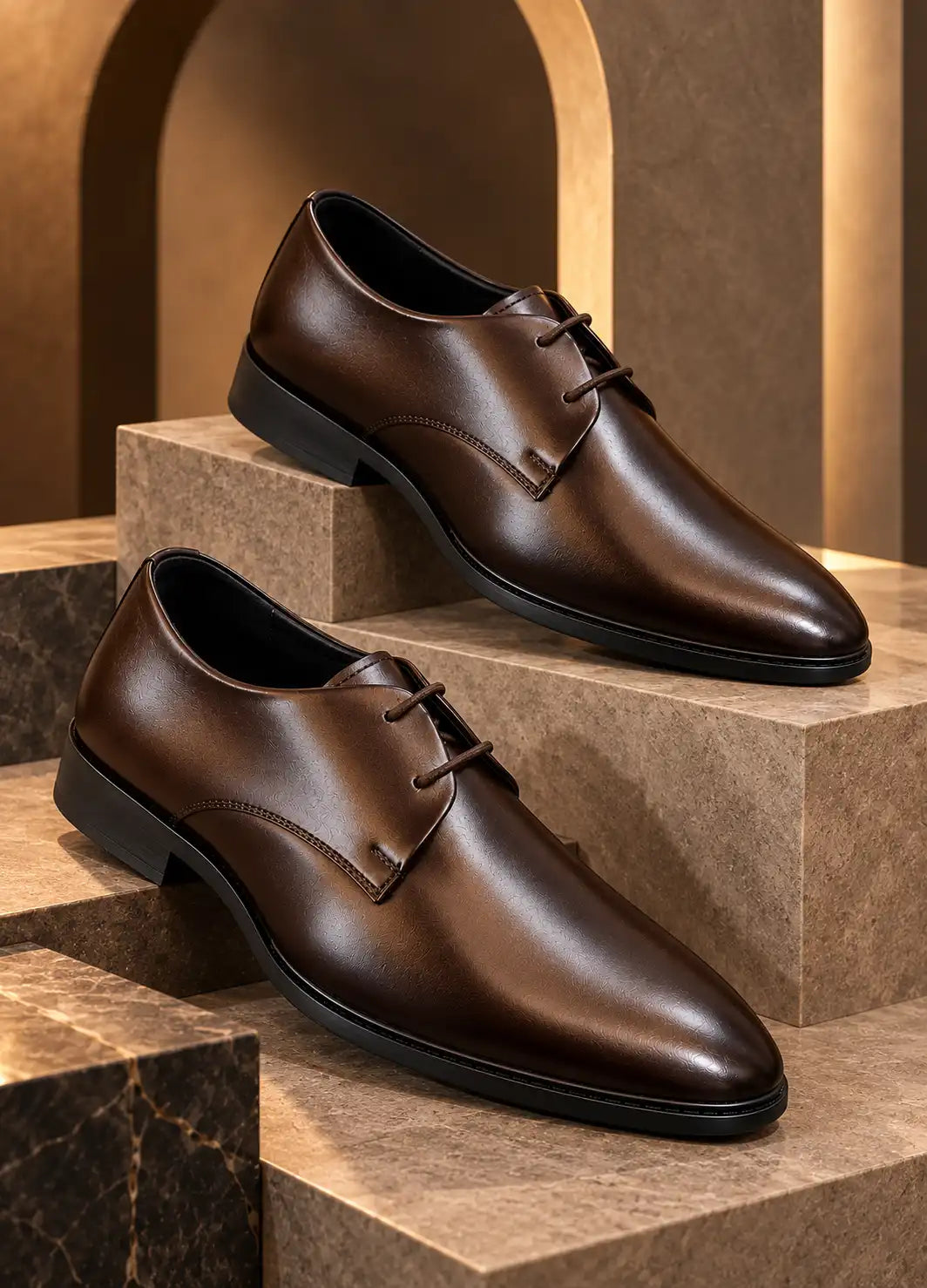 Men's Premium Faux Leather Formal Shoes – Wrinkle-Free Lace-Up Dress Shoes