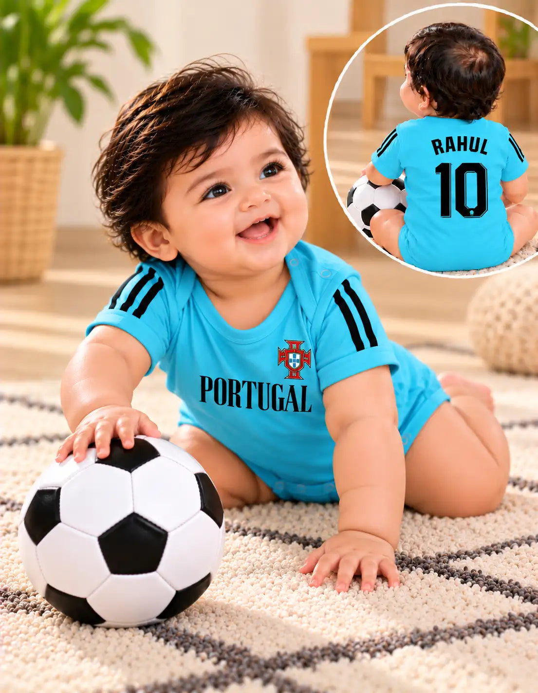 Portugal football sky blue romper